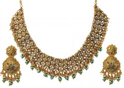 22Kt Gold Bridal Necklace Set ( Bridal Necklace Sets )