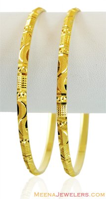 Machine Cut Gold Bangles (2 pc) ( Gold Bangles )