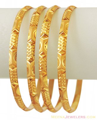 22K Fancy Gold Bangles(2 Pcs) ( Set of Bangles )