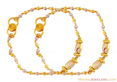 22K Two Tone Kids Bracelet ( 22Kt Baby Bracelets )