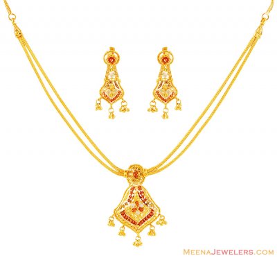 22k Gold Fancy Necklace Set ( Light Sets )