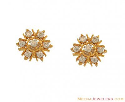 Gold Tops with CZ (22 Karat) ( Signity Earrings )