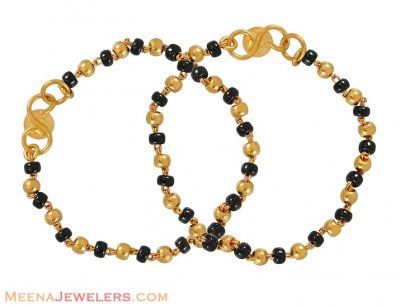 22k gold beaded bracelet ( Black Bead Bracelets )