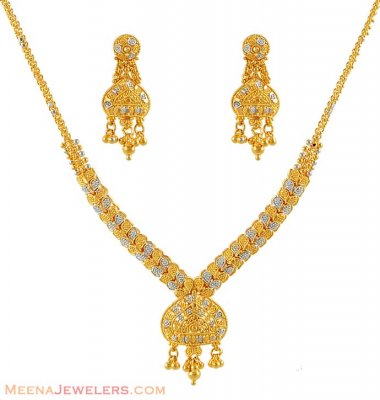 22k Two Tone Necklace Set ( 22 Kt Gold Sets )