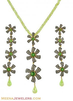 Diamond Pendant Set (Polki) ( Diamond Victorian Jewelry )