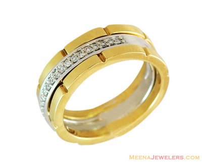 18kt Mens Two Tone Band  ( Diamond Rings )