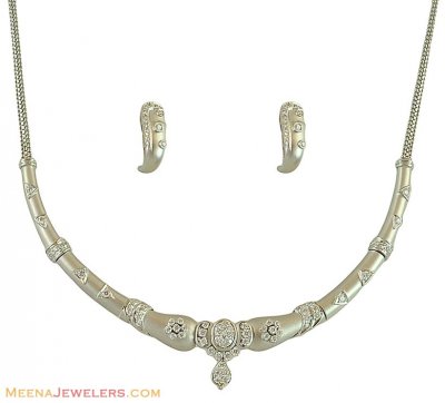 22k White Gold Studded Set  ( White Gold Sets )