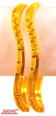 22K Gold Wavy Bangles 2pcs ( Gold Bangles )
