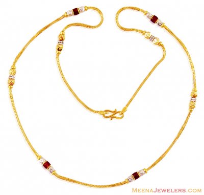 22K Gold Meenakari Ball Chain ( 22Kt Gold Fancy Chains )