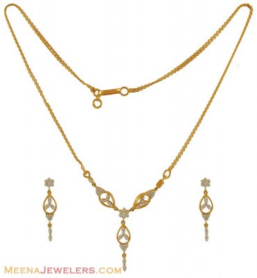 22Kt Signity Necklace Set ( Gold Designer Sets )