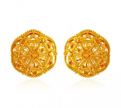 22Kt Gold Round Earrings ( 22 Kt Gold Tops )