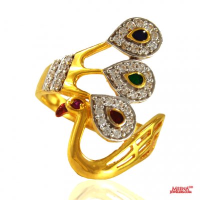 22 Karat CZ Peacock Ring ( Ladies Signity Rings )