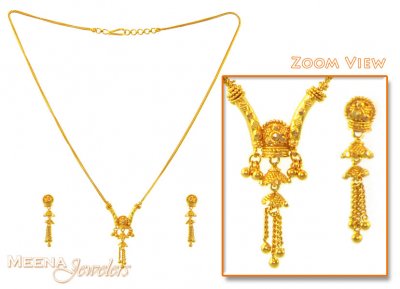 22K Yellow Gold Three Piece Necklace Set ( Light Sets )