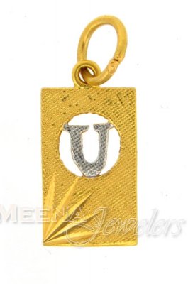 22Kt Initial Pendant (U) ( Initial Pendants )