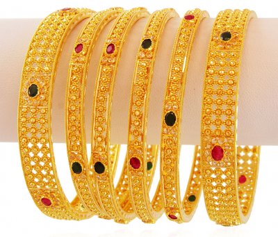 Fancy Indian Bangles Set 22k ( Set of Bangles )