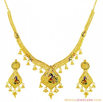 Traditional Peacock Necklace Set ( 22 Kt Gold Sets )