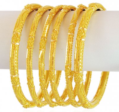 22K Gold Bangles Set (6 PCs) ( Set of Bangles )