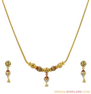 Two Tone Necklace Set (22K) ( Light Sets )