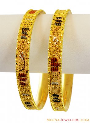 22k Gold Three tone bangle (2pc) ( Gold Bangles )