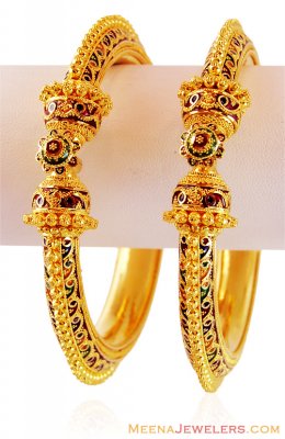 Designer 22K Meenakari Gold Kadas ( Kadas )