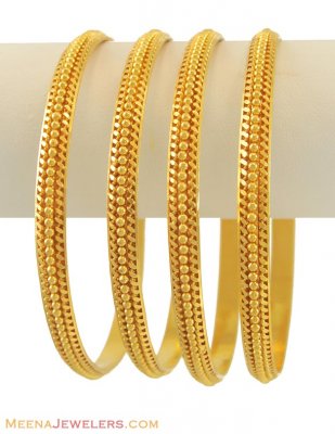 22k Yellow Gold Bangles Set - BaSt10964 - 22k Yellow Gold Bangles with ...