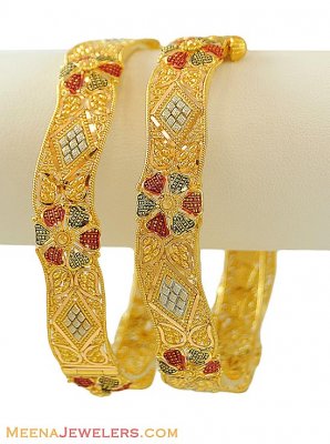 22K Gold Tricolor Kada (2 pcs) ( Kadas )