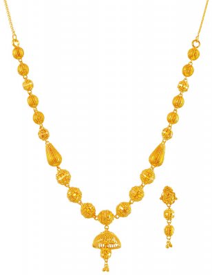 22Kt Gold Balls Necklace Set ( 22 Kt Gold Sets )