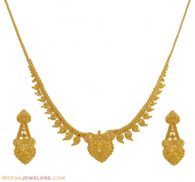 Indian Gold Necklace Set (22K) ( Light Sets )