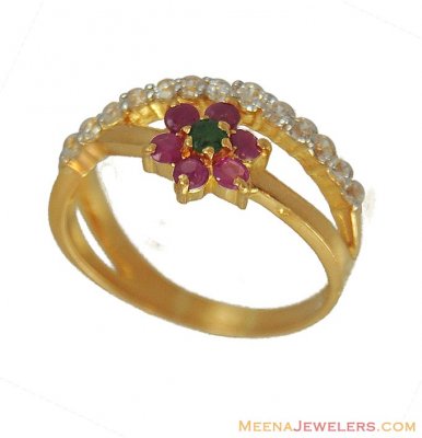22kt Gold Precious Stone Ring ( Ladies Rings with Precious Stones )