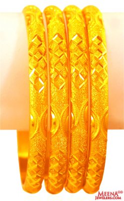 22KT Gold Fancy  Bangles( 4pcs) ( Gold Bangles )