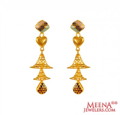 22K Gold Chandelier Long Earrings ( 22Kt Gold Fancy Earrings )