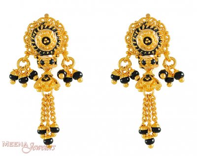 Black Stones,With Pearl,Flower Design Jumka Gold Finished Premium Quality  Earrings Set Buy Online