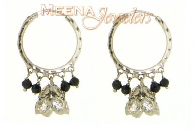 22Kt White Gold Hoop Earring with Jhumki ( Hoop Earrings )