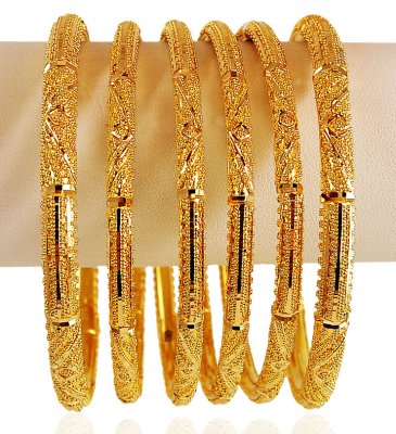 22K Gold Bangles Set (6 PCs) ( Set of Bangles )