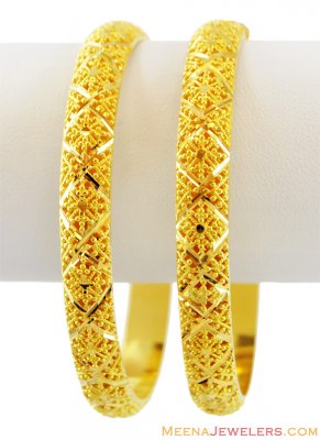 22K Casting Gold Bangles (Pair) ( Gold Bangles )