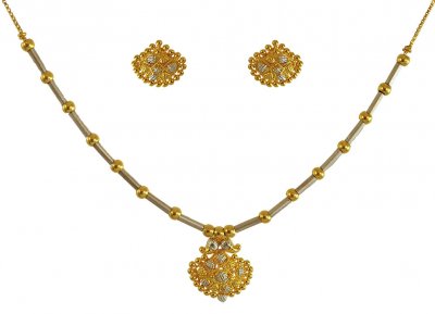 22k Gold Necklace Earring Set ( Light Sets )