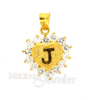 22Kt Gold Pendant with Initial(J) ( Initial Pendants )