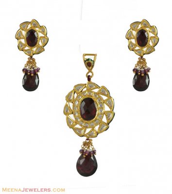 22K Kundan Pendant Set ( Antique Pendant Sets )