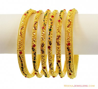 Designer 22K Meena Bangles Set  ( Set of Bangles )