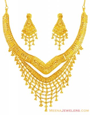 22K Gold Designer Filigree Set  ( 22 Kt Gold Sets )