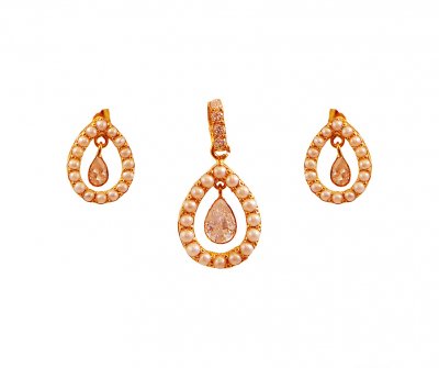 22k Gold Pendant Set (with Pearls) ( Fancy Pendant Set )