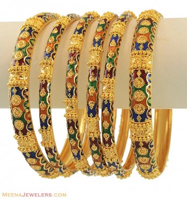 22k Meenakari Bangles Set LayAway(6 Pcs) ( Set of Bangles )