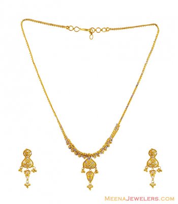 22K Filigree Pattern Necklace Set ( Light Sets )