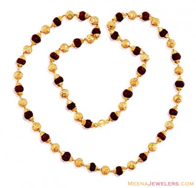 22K Gold Natural Rudraksh Mala ( Men`s Gold Chains )