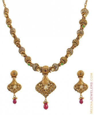 Antique Necklace Set (22K Gold) ( Antique Necklace Sets )