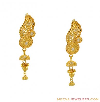 Gold Designer Hanging Earrings - ErFc8550 - 22Kt Gold Designer Earrings ...