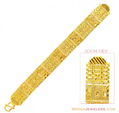 22K Gold Mens Wide Bracelet  ( Men`s Bracelets )