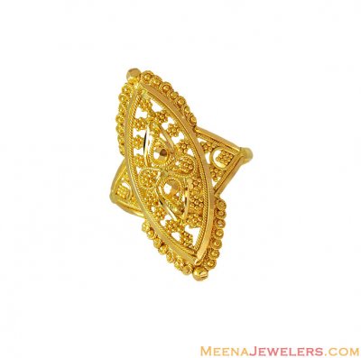 22K Gold Fancy Filigree Ring  ( Ladies Gold Ring )