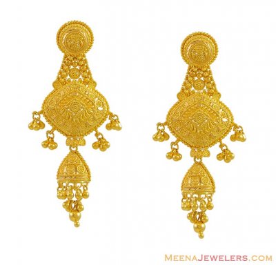 22k Gold Filigree Earrings ( Long Earrings )