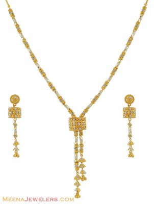 Facy 2 Tone Gold Necklace Set ( Light Sets )